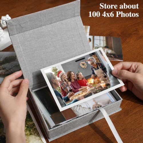Photo Storage Box 4x6, Linen Photo Box - Grey - color: Grey, size: 4"x6"