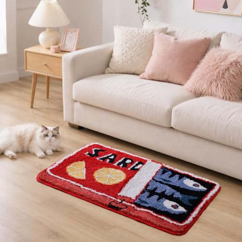 TRUEDAYS Sardine Bath Mat, Cute Bath Rugs for Bathroom 20x30 Inch, Red - color: Red, size: 20x30 inches (Rectangular)