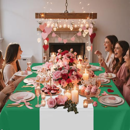 Smiry Disposable Rectangle Plastic 54 x 108 Inch Table Cloth 3 Pack - color: White and Christmas Green