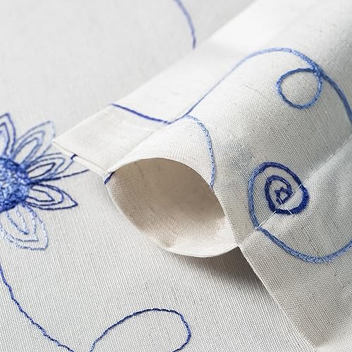 VOGOL Blue Flower Embroidered Kitchen Valance, 42 x 18 Inches - color: Hy-blue, size: 42"W x 18"L (Pack of 1)