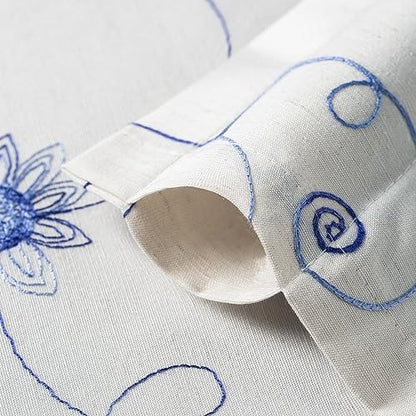 VOGOL Blue Flower Embroidered Kitchen Valance, 42 x 18 Inches - color: Hy-blue, size: 42"W x 18"L (Pack of 1)