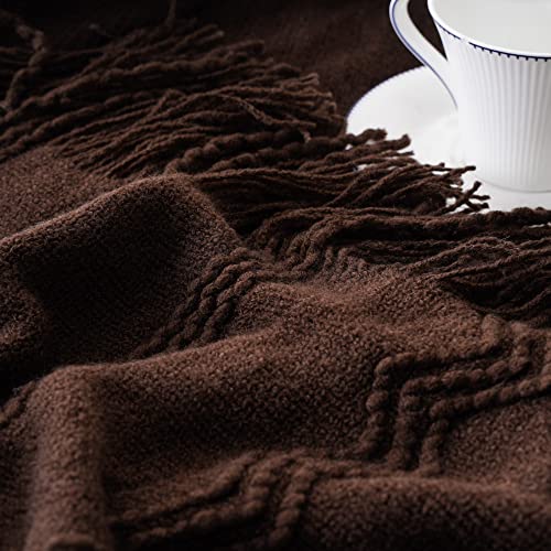 BATTILO HOME Brown Throw Blanket for Couch, 50"x60" - color: Brown Wavy, size: 50 x 60 in.