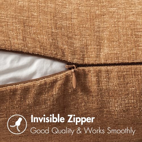MIULEE Soft Chenille Throw Pillow Covers Brown 20x20 Inch Pack of 2 - color: Brown, size: 16" x 16" (Pack of 2)
