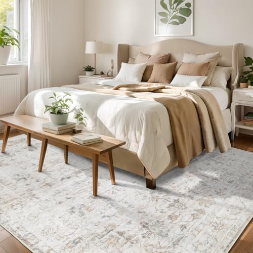 Washable 6×9 Area Rug for Living Room Beige - color: Beige, size: 6' x 9'