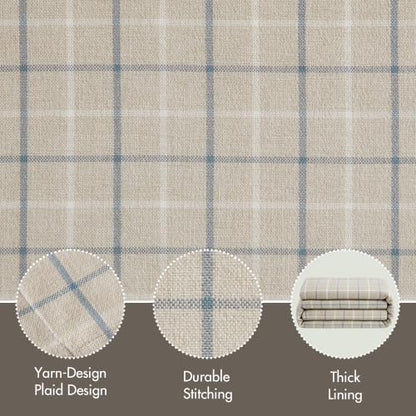 Madison Park Plaid Curtain Thermal Insulated, 1 Panel, 50x84 Linen Blue - color: Rod Pocket & Back Tab, Linen Blue, size: 50"W x 84"L (Pack of 1)