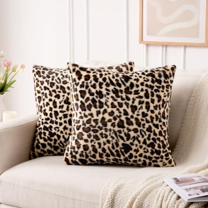 GALMAXS7 Cheetah Pillow Covers Leopard Throw Pillow Covers Set of 2, 18x18 - color: Leopard, size: 18" x 18" (Pack of 2)