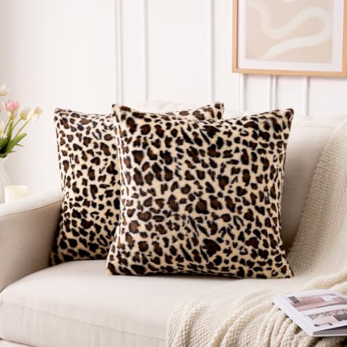 GALMAXS7 Cheetah Pillow Covers Leopard Throw Pillow Covers Set of 2, 20x20 - color: Leopard, size: 20" x 20" (Pack of 2)