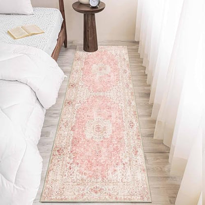 Washable Runner Rug 2'x6',Long Boho Pink Rug Runners for Hallways - color: Pink, size: 2'x6'