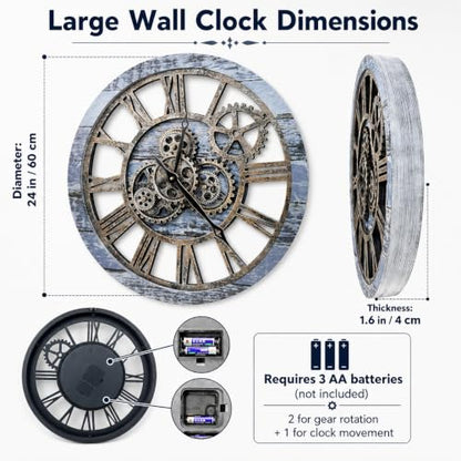 The B-Style Large Wall Clock 24 inch Aqua Green - color: Aqua Green, size: 24 inch (60 cm)
