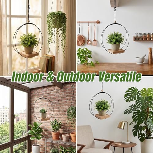 3 Packs 12 Inch Hanging Planters for Indoor Plants with Wood Base Plant Hanger Indoor Black Macrame Plant Hanger for 3 to 5.5 Inch Pot Hanging Planter for Window Wall Ceiling Home Decor