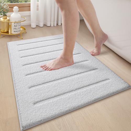 LUMI Ultra Soft Bathroom Rugs Absorbent, Non Slip Bath Mat 20x32, White - color: White, size: 20" X 32"