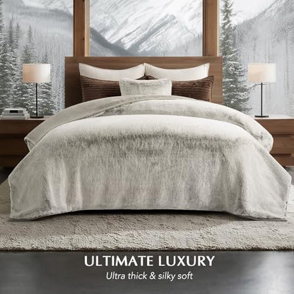 EverGrace Faux Chinchilla Fur Throw Blanket, 72"x90", Champagne Fawn - color: Champagne Fawn, size: 72"x90"