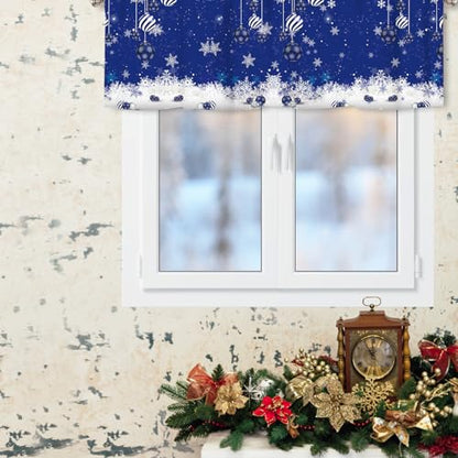 Christmas Snowflake Valances for Windows 1 Panel, 42x12 in - color: Blue, size: 42"W x 12"L (Pack of 1)