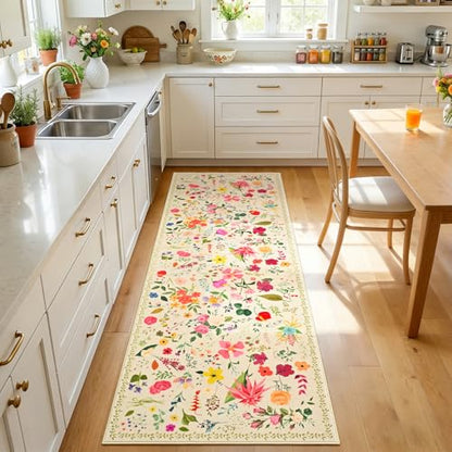 ISEAU Boho Washable Kitchen Rugs 2x6 Runner for Hallway Rug,Beige - color: Beige, size: 2ftx6ft