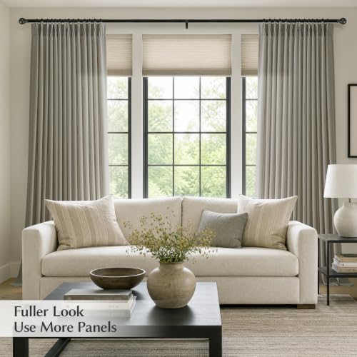 Semi Sheer Pinch Pleated Linen Curtains for Living Room 96 Inches, Taupe - color: Taupe, size: 40"W x 96"L (Pack of 2)