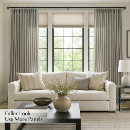 Semi Sheer Pinch Pleated Linen Curtains for Living Room 96 Inches, Taupe - color: Taupe, size: 40"W x 96"L (Pack of 2)