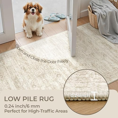 2x3 Rug Non Slip, Small Washable Entryway Rug,Beige - color: Beige/Ivory, size: 2' x 3' (Rectangular)
