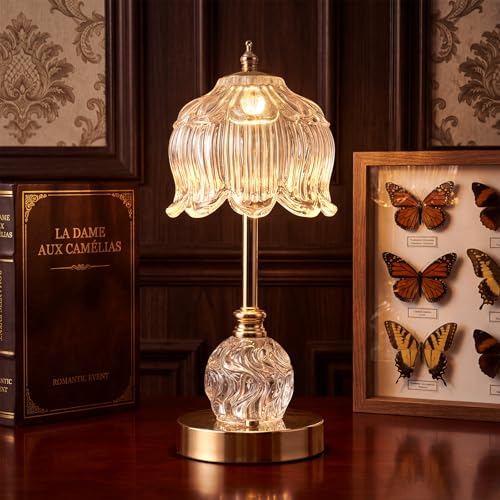 Flower Battery Operated Rechargeable Lamp Cordless, Lily, Clear - color: Clear-Lily