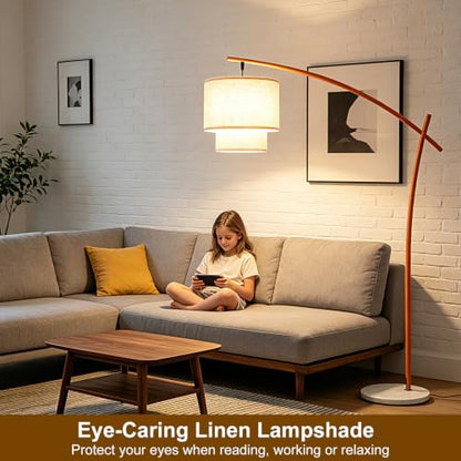 Lightdot Orange Arc Floor Lamp, 3000K Dimmable Standing Hanging Over Lamp - color: Fabric-Orange