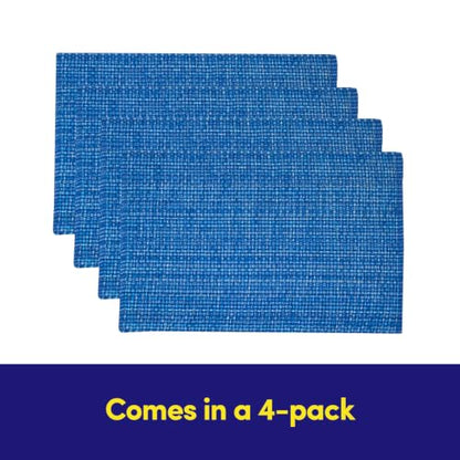 Sweet Home Collection 100% Cotton Placemats for Dining Room Rectangle Two Tone Woven Fabric 13" x 19" Soft Durable Table Mat Set, Set of 4, Dark Blue - color: Dark Blue, size: Rectangle 13" x 19"
