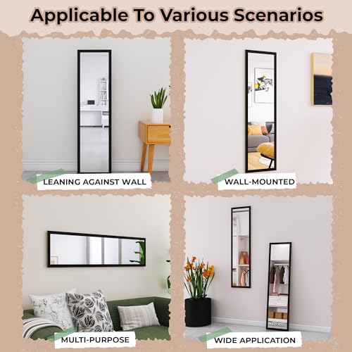 LFT HUIMEI2Y Door Mirror Full Length, Wall-Mounted Mirror Black 50" x14" - color: Black