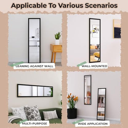 LFT HUIMEI2Y Door Mirror Full Length, Wall-Mounted Mirror Black 50" x14" - color: Black