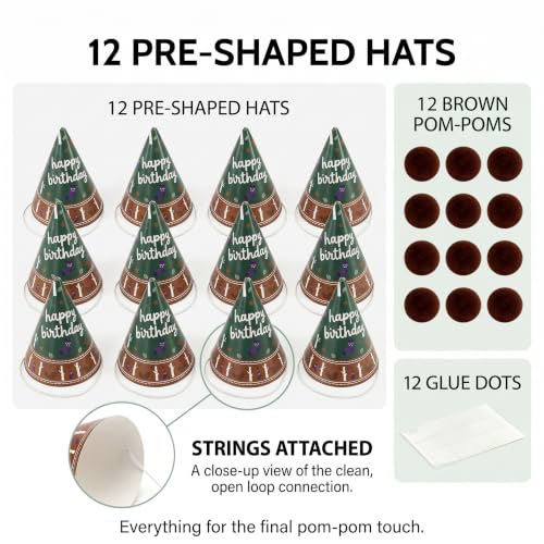 Pre-Assembled Mini Party Hats for Stuffed Animals, Birthday Hats for Kids - color: Pre-assembled Green