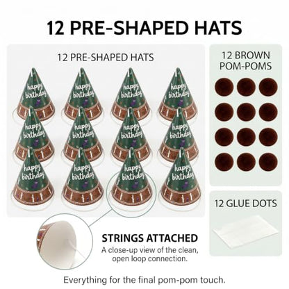 Pre-Assembled Mini Party Hats for Stuffed Animals, Birthday Hats for Kids - color: Pre-assembled Green