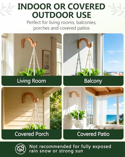 7-Inch Hanging Plant Brackets, Arc-Shaped Wooden Plant Hanger Indoor, Wall Mount Hooks for Outdoor Hanging Bird Feeders, Flower Baskets Pots, Wind Chimes, Lanterns - style: 5-Semicircle Style(2Pack)