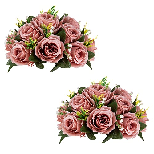 Flower Centerpieces for Wedding Tables: Dusty Rose, 2 Packs - color: Dusty Rose
