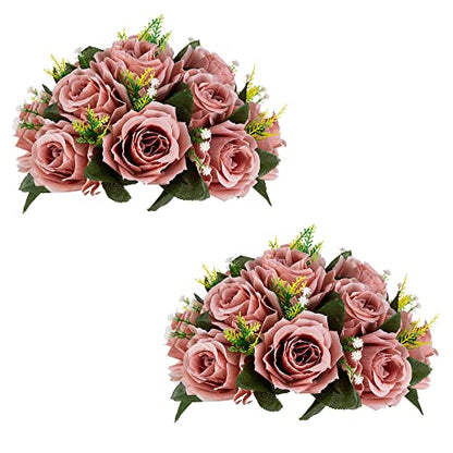 Flower Centerpieces for Wedding Tables: Dusty Rose, 2 Packs - color: Dusty Rose
