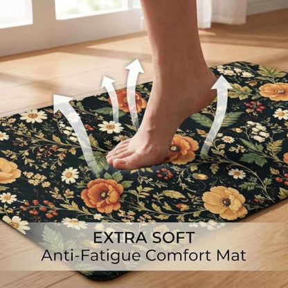 Floral Kitchen Comfort Mat 36x20in Anti-Fatigue Kitchen Mats - color: Monet's Garden