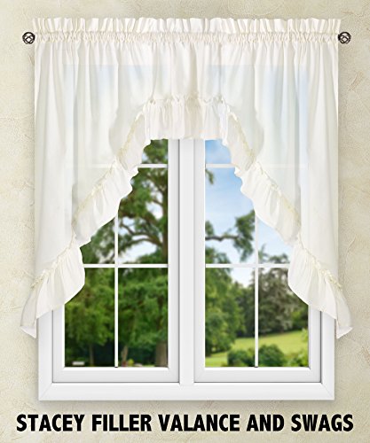 Ellis Curtain Stacey 54-by-13 Inch Ruffled Filler Valance (Ice Cream) - color: Ice Cream