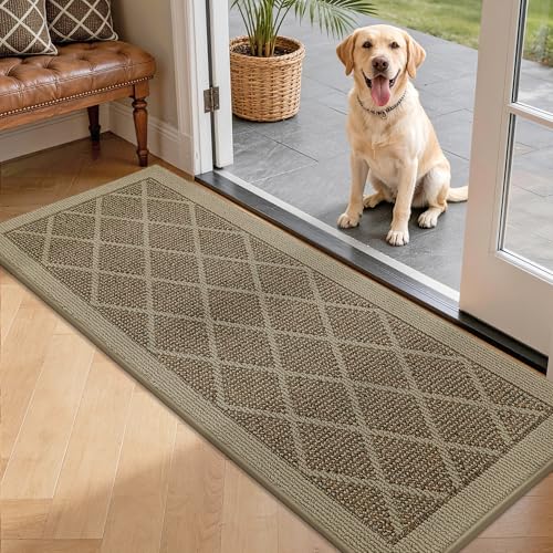 COSY HOMEER Non-Slip Door Mat 20"x48",Entryway Rugs Low Profile,Beige - color: Beige, size: 4' x 1'8" (Rectangular)