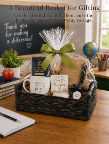 Wicker Basket, Large Basket for Gift Baskets Empty, 10.2x7.9x4in - color: Black, size: Small