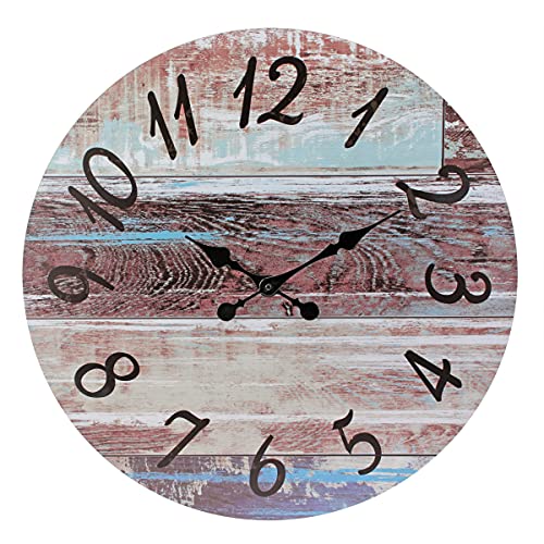 Stonebriar Vintage Farmhouse 23 Inch Round Battery Operated Hanging Wall Clock - size: 23.5 Inch