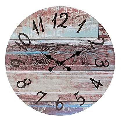 Stonebriar Vintage Farmhouse 23 Inch Round Battery Operated Hanging Wall Clock - size: 23.5 Inch