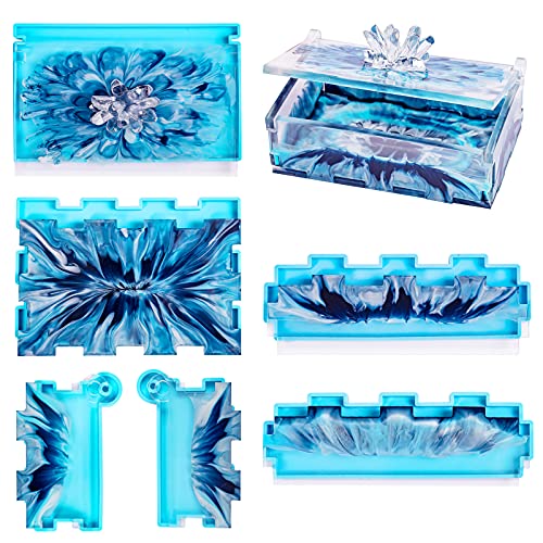 Resin Rectangle Box Mold for Dominoes, Epoxy Silicone Container with Lid