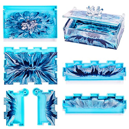 Resin Rectangle Box Mold for Dominoes, Epoxy Silicone Container with Lid