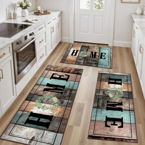 Kitchen Rugs Non Slip Washable Farmhouse Kitchen Mats for Floor, Rustic - color: Home-multi3, size: 20"x32"+20"x48"+20"x59"