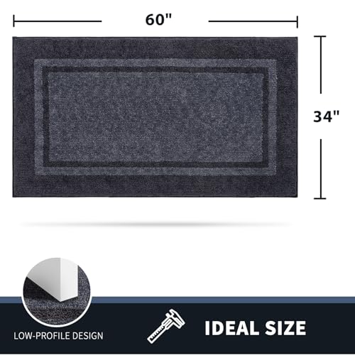 PURRUGS Dirt Trapping Indoor Door Mat, 34" x 60", Bluish Grey & Charcoal - color: Bluish Grey & Charcoal, size: 34" X 60"