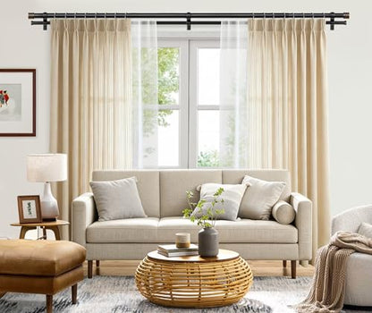 TONIAL 1 Inch Double Curtain Rods for Windows 66 to 120 Inch, Black, - color: Black, size: 66-120”