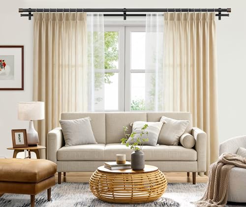 TONIAL 1 Inch Double Curtain Rods for Windows, 36 to 72 Inch, Black - color: Black, size: 36-72"