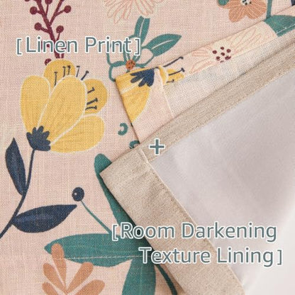 jinchan Floral Linen Window Valance Curtain, 50x18, 1 Panel, Pink - color: Averie | Blush Pink, size: 50"W x 18"L (Pack of 1)