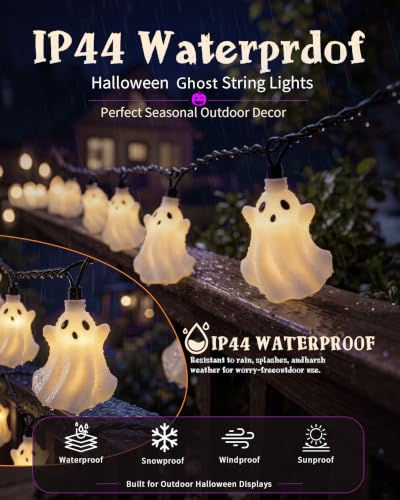 8.5FT Halloween White Ghost String Lights, Plug-in 10 LED Decor - color: Fairy Lights