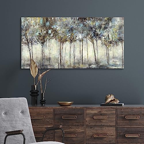 arttitue Tree Canvas Wall Art Bedroom: Abstract Aspen Forest Painting Picture Hand Painted Nature Print Decor Large Birch Trees Landscape Artwork for Living Room Home Office - color: Tree Theme 02, size: 40"L x 20"W