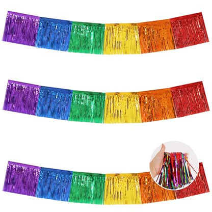 BEISHIDA Colorful Fringe Garland Banner 30ft Wall Tinsel Foil Streamers - color: Colorful