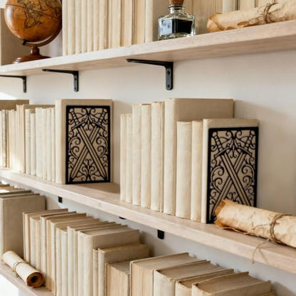 Peacoblue 5.3"x4.3"x7.9" Metal Bookends, Heavy Duty Book Ends for Shelves - style: Pair of Swords and Patterns