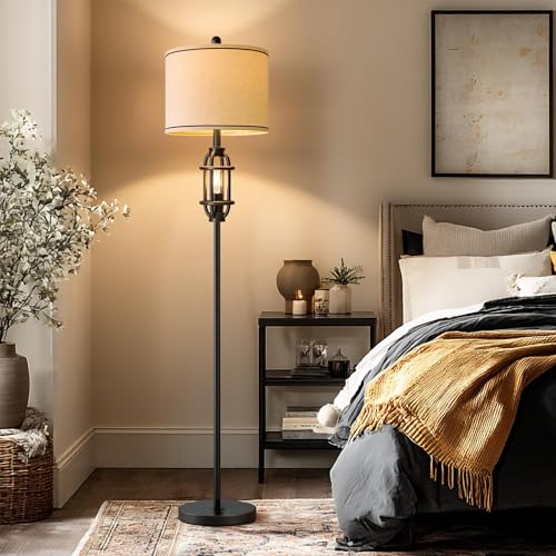 62.5" Floor Lamp for Living Room Industrial Black Standing Tall Lamp - color: Black