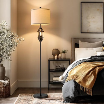 62.5" Floor Lamp for Living Room Industrial Black Standing Tall Lamp - color: Black